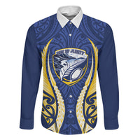 Bay of Plenty 2026 Rugby Custom Family Matching Off Shoulder Short Dress and Hawaiian Shirt NZ Maori Silver Fern LT14 Daughter's Dress Blue - Polynesian Pride