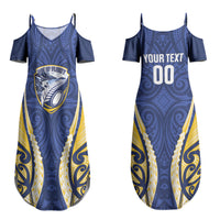 Bay of Plenty 2026 Rugby Custom Family Matching Summer Maxi Dress and Hawaiian Shirt NZ Maori Silver Fern LT14 Mom's Dress Blue - Polynesian Pride