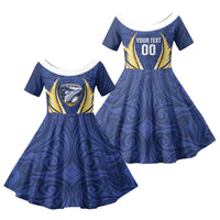 Bay of Plenty 2026 Rugby Custom Family Matching Tank Maxi Dress and Hawaiian Shirt NZ Maori Silver Fern LT14 Daughter's Dress Blue - Polynesian Pride