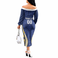 Bay of Plenty 2026 Rugby Custom Off The Shoulder Long Sleeve Dress NZ Maori Silver Fern LT14 - Polynesian Pride
