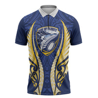 Bay of Plenty 2026 Rugby Custom Zipper Polo Shirt NZ Maori Silver Fern LT14 Blue - Polynesian Pride