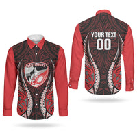 Canterbury 2026 Rugby Custom Couples Matching Puletasi and Long Sleeve Button Shirt NZ Maori Silver Fern LT14 - Polynesian Pride