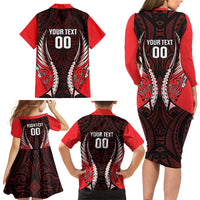 Canterbury 2026 Rugby Custom Family Matching Long Sleeve Bodycon Dress and Hawaiian Shirt NZ Maori Silver Fern