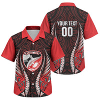 Canterbury 2026 Rugby Custom Family Matching Long Sleeve Bodycon Dress and Hawaiian Shirt NZ Maori Silver Fern LT14 Son's Shirt Red - Polynesian Pride