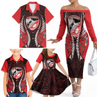 Canterbury 2026 Rugby Custom Family Matching Off The Shoulder Long Sleeve Dress and Hawaiian Shirt NZ Maori Silver Fern LT14 - Polynesian Pride