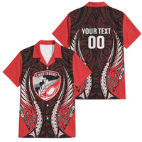 Canterbury 2026 Rugby Custom Family Matching Off The Shoulder Long Sleeve Dress and Hawaiian Shirt NZ Maori Silver Fern LT14 Dad's Shirt - Short Sleeve Red - Polynesian Pride