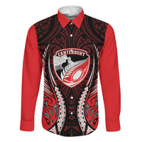 Canterbury 2026 Rugby Custom Family Matching Off Shoulder Maxi Dress and Hawaiian Shirt NZ Maori Silver Fern LT14 Daughter's Dress Red - Polynesian Pride