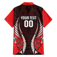 Canterbury 2026 Rugby Custom Family Matching Off Shoulder Short Dress and Hawaiian Shirt NZ Maori Silver Fern LT14 Dad's Shirt - Long Sleeve Red - Polynesian Pride