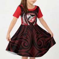 Canterbury 2026 Rugby Custom Kid Short Sleeve Dress NZ Maori Silver Fern LT14 KID Red - Polynesian Pride