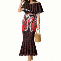 Canterbury 2026 Rugby Custom Mermaid Dress NZ Maori Silver Fern LT14 Women Red - Polynesian Pride
