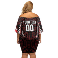 Canterbury 2026 Rugby Custom Off Shoulder Short Dress NZ Maori Silver Fern LT14 - Polynesian Pride