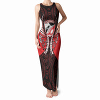Canterbury 2026 Rugby Custom Tank Maxi Dress NZ Maori Silver Fern LT14 Women Red - Polynesian Pride
