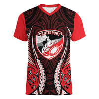 Canterbury 2026 Rugby Custom Women V-Neck T-Shirt NZ Maori Silver Fern