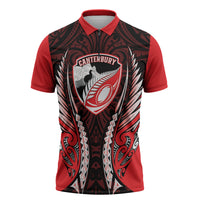 Canterbury 2026 Rugby Custom Zipper Polo Shirt NZ Maori Silver Fern LT14 Red - Polynesian Pride