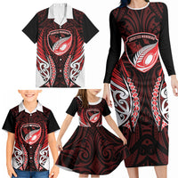 Counties Manukau 2026 Rugby Custom Family Matching Long Sleeve Bodycon Dress and Hawaiian Shirt NZ Maori Silver Fern LT14 - Polynesian Pride