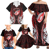 Counties Manukau 2026 Rugby Custom Family Matching Off Shoulder Maxi Dress and Hawaiian Shirt NZ Maori Silver Fern LT14 - Polynesian Pride