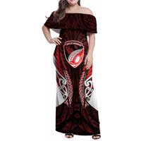 Counties Manukau 2026 Rugby Custom Family Matching Off Shoulder Maxi Dress and Hawaiian Shirt NZ Maori Silver Fern