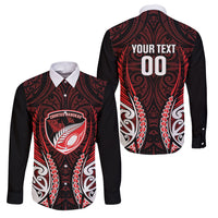 Counties Manukau 2026 Rugby Custom Family Matching Short Sleeve Bodycon Dress and Hawaiian Shirt NZ Maori Silver Fern LT14 Dad's Shirt - Long Sleeve Red - Polynesian Pride