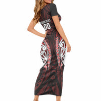 Counties Manukau 2026 Rugby Custom Short Sleeve Bodycon Dress NZ Maori Silver Fern LT14 - Polynesian Pride