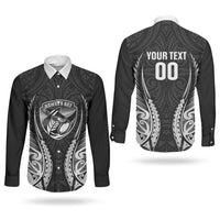 Hawke's Bay 2026 Rugby Custom Couples Matching Puletasi and Long Sleeve Button Shirt NZ Maori Silver Fern LT14 - Polynesian Pride