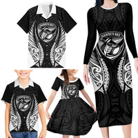 Hawke's Bay 2026 Rugby Custom Family Matching Long Sleeve Bodycon Dress and Hawaiian Shirt NZ Maori Silver Fern