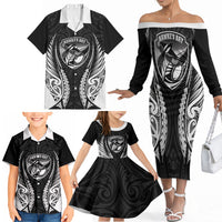 Hawke's Bay 2026 Rugby Custom Family Matching Off The Shoulder Long Sleeve Dress and Hawaiian Shirt NZ Maori Silver Fern LT14 - Polynesian Pride