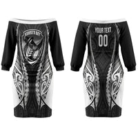 Hawke's Bay 2026 Rugby Custom Family Matching Off The Shoulder Long Sleeve Dress and Hawaiian Shirt NZ Maori Silver Fern LT14 - Polynesian Pride