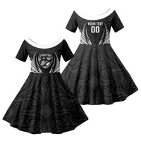 Hawke's Bay 2026 Rugby Custom Family Matching Off The Shoulder Long Sleeve Dress and Hawaiian Shirt NZ Maori Silver Fern LT14 Dad's Shirt - Long Sleeve Black - Polynesian Pride