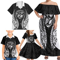 Hawke's Bay 2026 Rugby Custom Family Matching Off Shoulder Maxi Dress and Hawaiian Shirt NZ Maori Silver Fern LT14 - Polynesian Pride