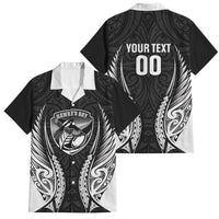 Hawke's Bay 2026 Rugby Custom Family Matching Off Shoulder Maxi Dress and Hawaiian Shirt NZ Maori Silver Fern LT14 Dad's Shirt - Short Sleeve Black - Polynesian Pride