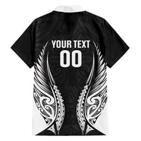 Hawke's Bay 2026 Rugby Custom Family Matching Off Shoulder Maxi Dress and Hawaiian Shirt NZ Maori Silver Fern LT14 Dad's Shirt - Long Sleeve Black - Polynesian Pride