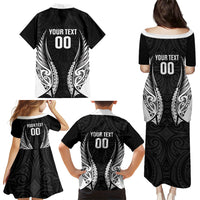 Hawke's Bay 2026 Rugby Custom Family Matching Puletasi and Hawaiian Shirt NZ Maori Silver Fern LT14 Mom's Dress Black - Polynesian Pride