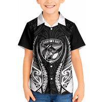 Hawke's Bay 2026 Rugby Custom Kid Hawaiian Shirt NZ Maori Silver Fern LT14 Kid Black - Polynesian Pride