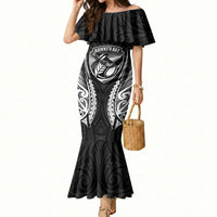 Hawke's Bay 2026 Rugby Custom Mermaid Dress NZ Maori Silver Fern LT14 Women Black - Polynesian Pride