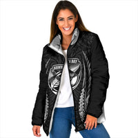 Hawke's Bay 2026 Rugby Custom Padded Jacket NZ Maori Silver Fern LT14 Women Black - Polynesian Pride