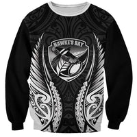 Hawke's Bay 2026 Rugby Custom Sweatshirt NZ Maori Silver Fern LT14 Unisex Black - Polynesian Pride