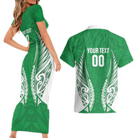 Manawatu 2026 Rugby Custom Couples Matching Short Sleeve Bodycon Dress and Hawaiian Shirt NZ Maori Silver Fern