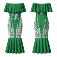 Manawatu 2026 Rugby Custom Family Matching Mermaid Dress and Hawaiian Shirt NZ Maori Silver Fern LT14 Mom's Dress Green - Polynesian Pride