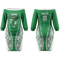 Manawatu 2026 Rugby Custom Family Matching Off The Shoulder Long Sleeve Dress and Hawaiian Shirt NZ Maori Silver Fern LT14 - Polynesian Pride