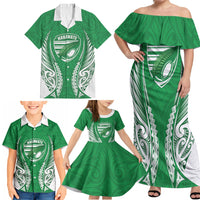 Manawatu 2026 Rugby Custom Family Matching Off Shoulder Maxi Dress and Hawaiian Shirt NZ Maori Silver Fern LT14 - Polynesian Pride