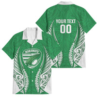 Manawatu 2026 Rugby Custom Family Matching Off Shoulder Maxi Dress and Hawaiian Shirt NZ Maori Silver Fern LT14 Dad's Shirt - Short Sleeve Green - Polynesian Pride
