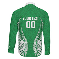 Manawatu 2026 Rugby Custom Family Matching Off Shoulder Maxi Dress and Hawaiian Shirt NZ Maori Silver Fern LT14 Son's Shirt Green - Polynesian Pride