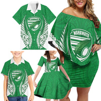 Manawatu 2026 Rugby Custom Family Matching Off Shoulder Short Dress and Hawaiian Shirt NZ Maori Silver Fern LT14 - Polynesian Pride