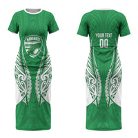 Manawatu 2026 Rugby Custom Family Matching Short Sleeve Bodycon Dress and Hawaiian Shirt NZ Maori Silver Fern LT14 Mom's Dress Green - Polynesian Pride