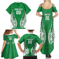 Manawatu 2026 Rugby Custom Family Matching Summer Maxi Dress and Hawaiian Shirt NZ Maori Silver Fern LT14 Mom's Dress Green - Polynesian Pride