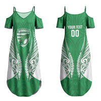 Manawatu 2026 Rugby Custom Family Matching Summer Maxi Dress and Hawaiian Shirt NZ Maori Silver Fern LT14 Mom's Dress Green - Polynesian Pride