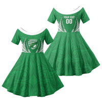 Manawatu 2026 Rugby Custom Family Matching Summer Maxi Dress and Hawaiian Shirt NZ Maori Silver Fern LT14 Daughter's Dress Green - Polynesian Pride