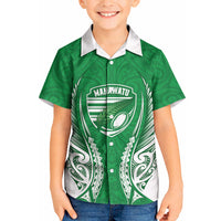 Manawatu 2026 Rugby Custom Kid Hawaiian Shirt NZ Maori Silver Fern LT14 Kid Green - Polynesian Pride