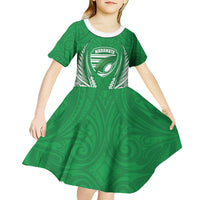 Manawatu 2026 Rugby Custom Kid Short Sleeve Dress NZ Maori Silver Fern LT14 - Polynesian Pride