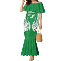 Manawatu 2026 Rugby Custom Mermaid Dress NZ Maori Silver Fern LT14 Women Green - Polynesian Pride